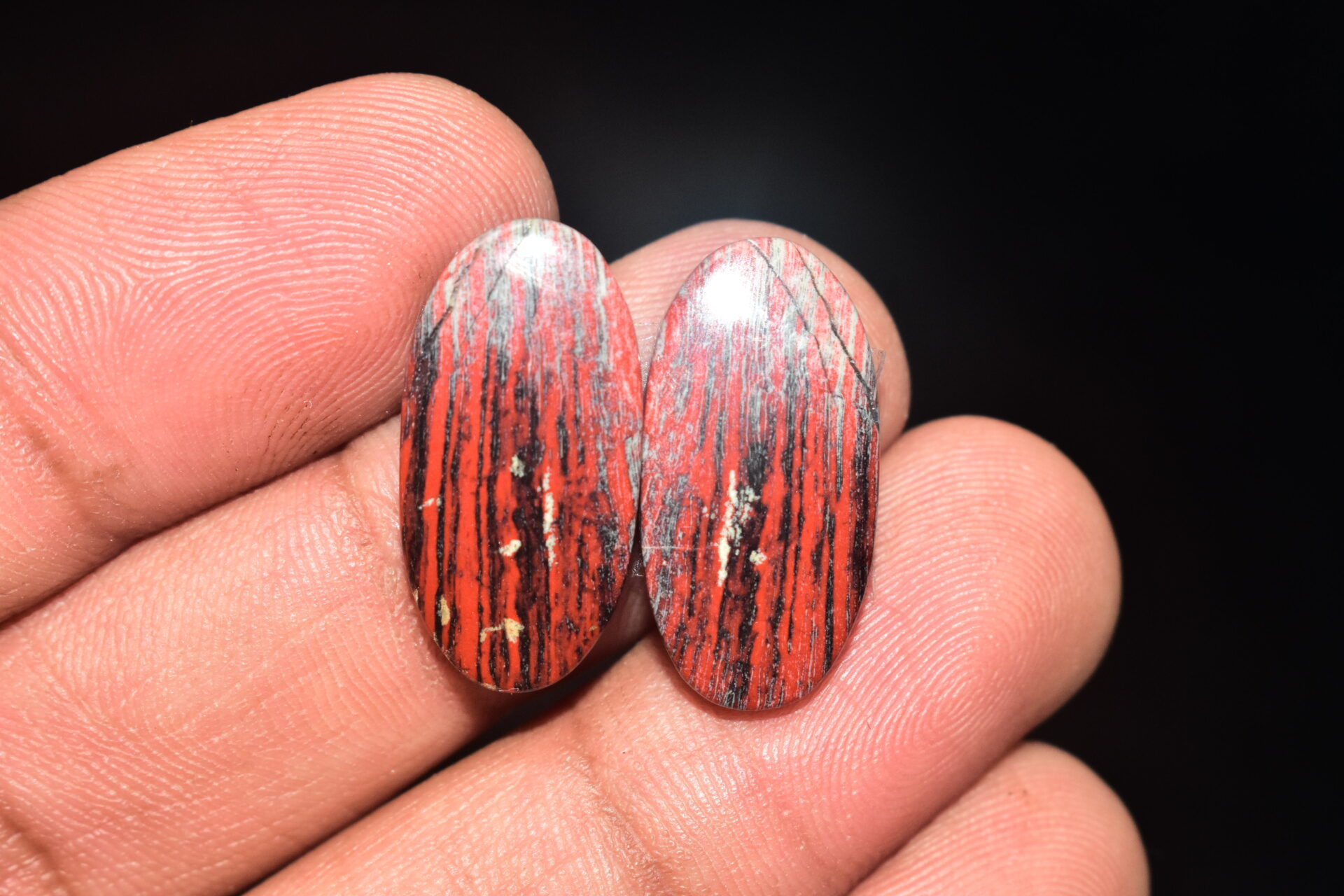 Red Jasper Pair Cabochon / Red Rainbow Jasper Pair Gemstone / For Jewelry / Oval Shape / 20.85 Ct. / 23x11x4 mm. Loose Gemstone / Q-744 - Image 5