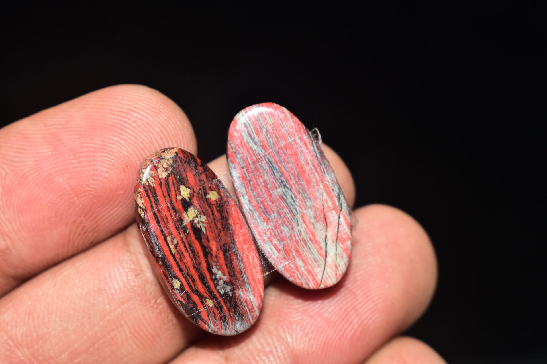 Red Jasper Pair Cabochon / Red Rainbow Jasper Pair Gemstone / For Jewelry / Oval Shape / 20.85 Ct. / 23x11x4 mm. Loose Gemstone / Q-744 - Image 2