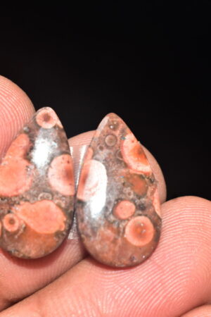 Poppy Jasper Pair Cabochon / Poppy Jasper Pair Gemstone / For Earrings / Pear Shape / 11.70 Ct. / 20x11x4 mm. Loose Gemstone / Q-777