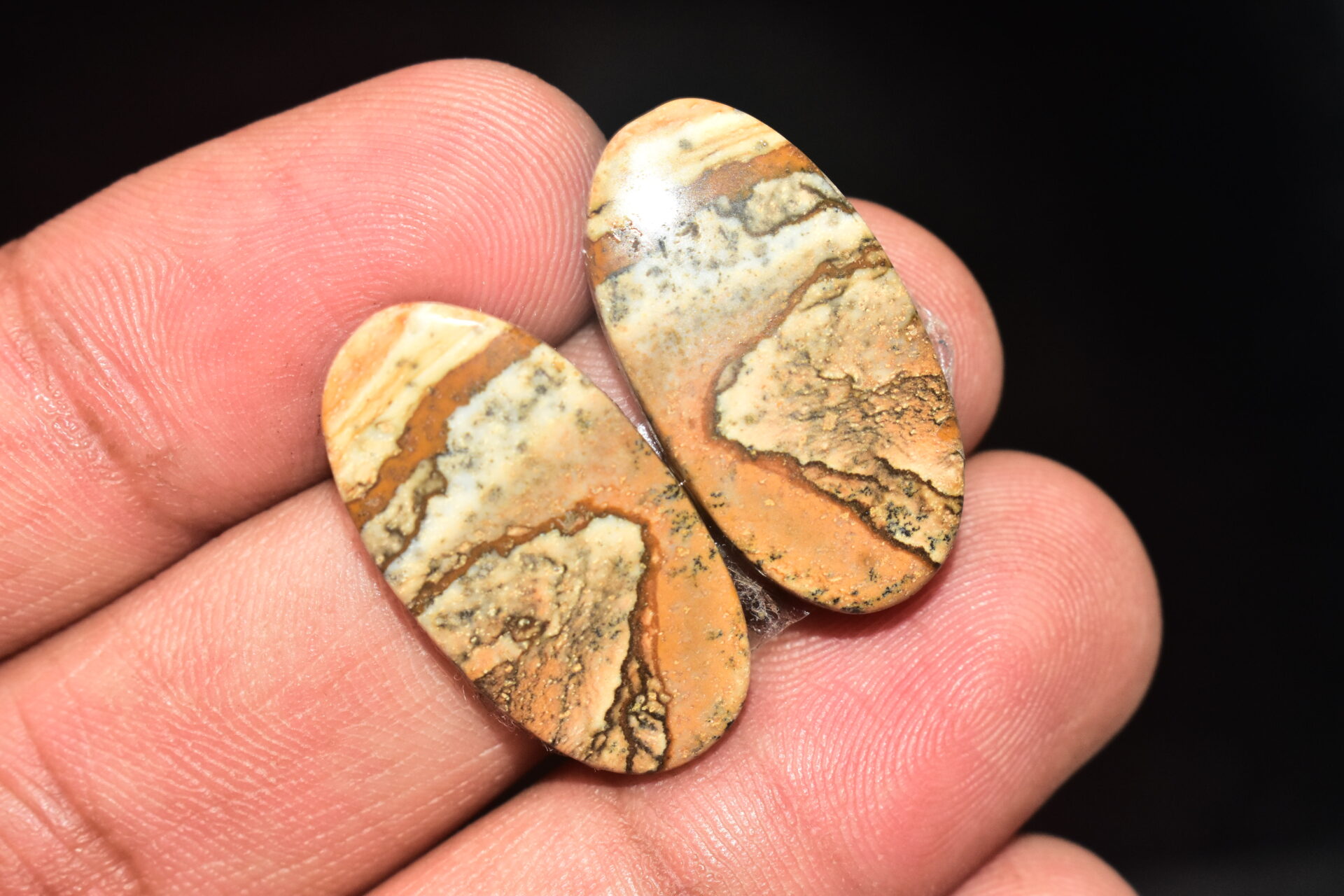 Picture Jasper Pair Cabochon / Landscape Picture Pair Gemstone / Oval Shape / 26.50 Ct. / 26x14x4 mm. / Loose Gemstone / Q-796 - Image 4