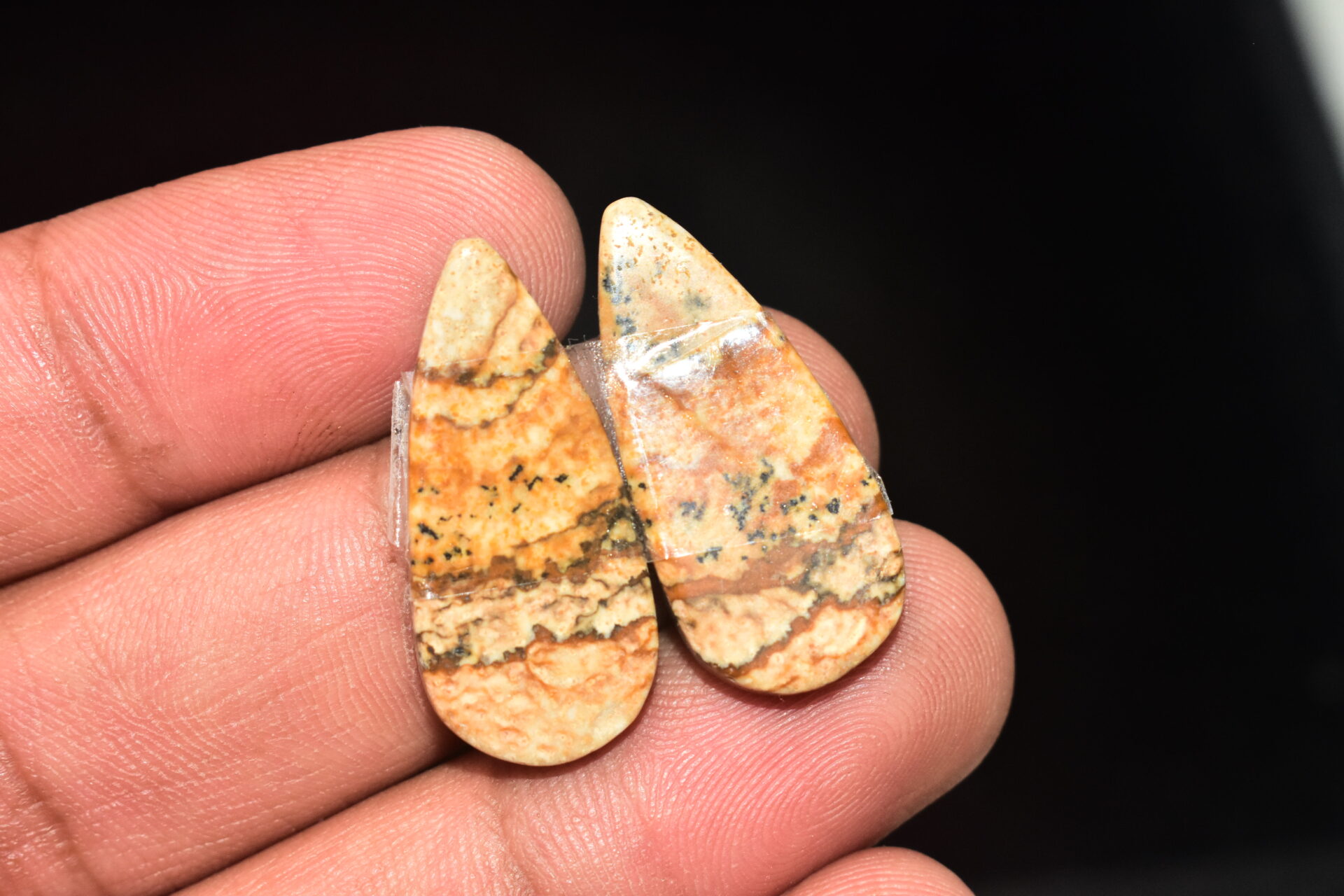 Picture Jasper Pair Cabochon / Landscape Picture Pair Gemstone / Pear Shape / 25.95 Ct. / 28x13x5 mm. / Loose Gemstone / Q-795 - Image 5