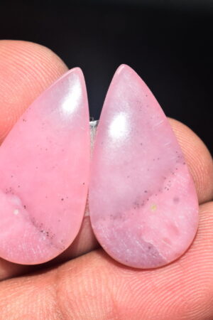 Pink Opal Pair Cabochon / Peruvian Pink Opal Pair Gemstone / Opal Pair / Pear Shape / 23.70 Ct. / 27x13x4 mm. / Loose Gemstone / Q-800