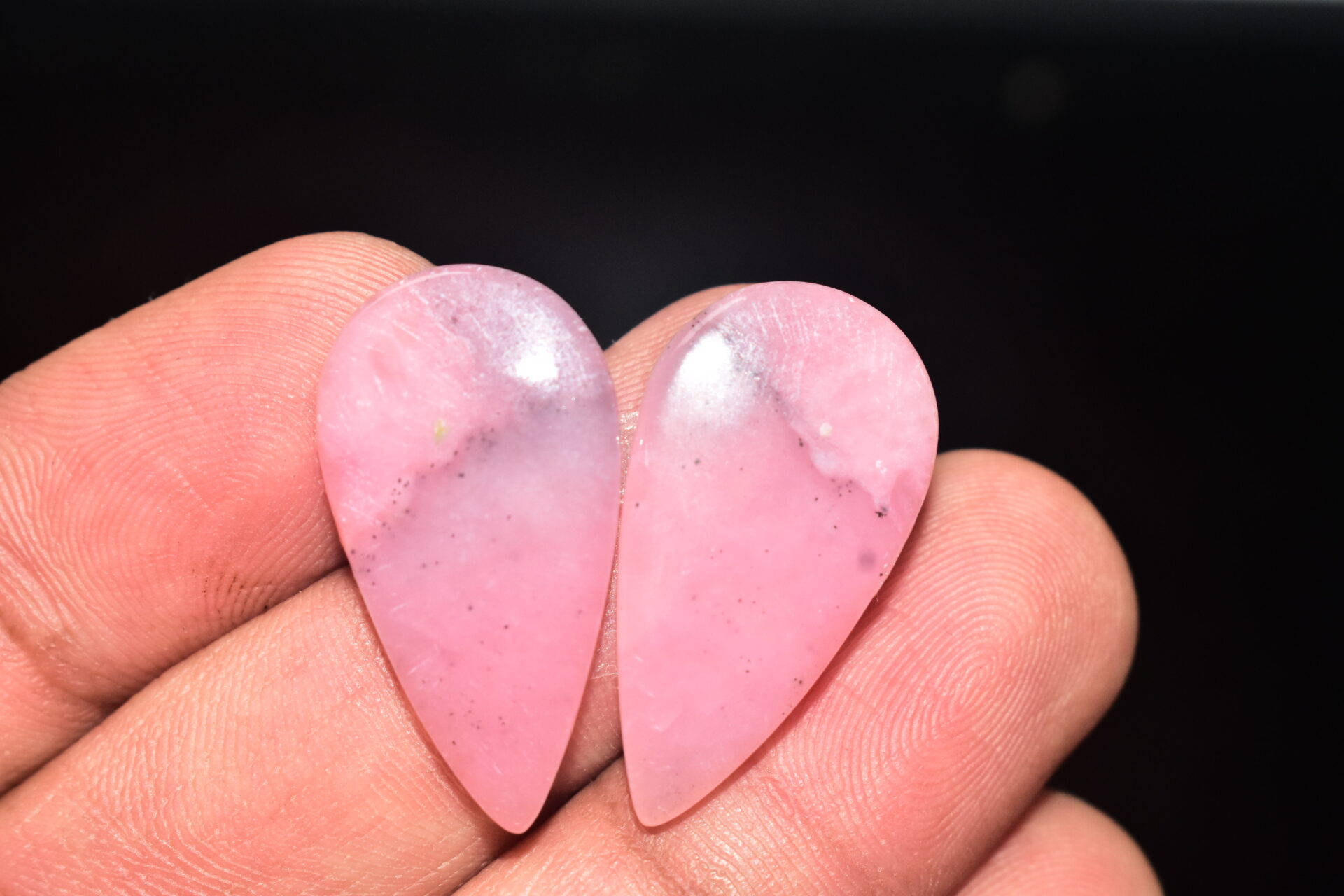 Pink Opal Pair Cabochon / Peruvian Pink Opal Pair Gemstone / Opal Pair / Pear Shape / 23.70 Ct. / 27x13x4 mm. / Loose Gemstone / Q-800 - Image 3