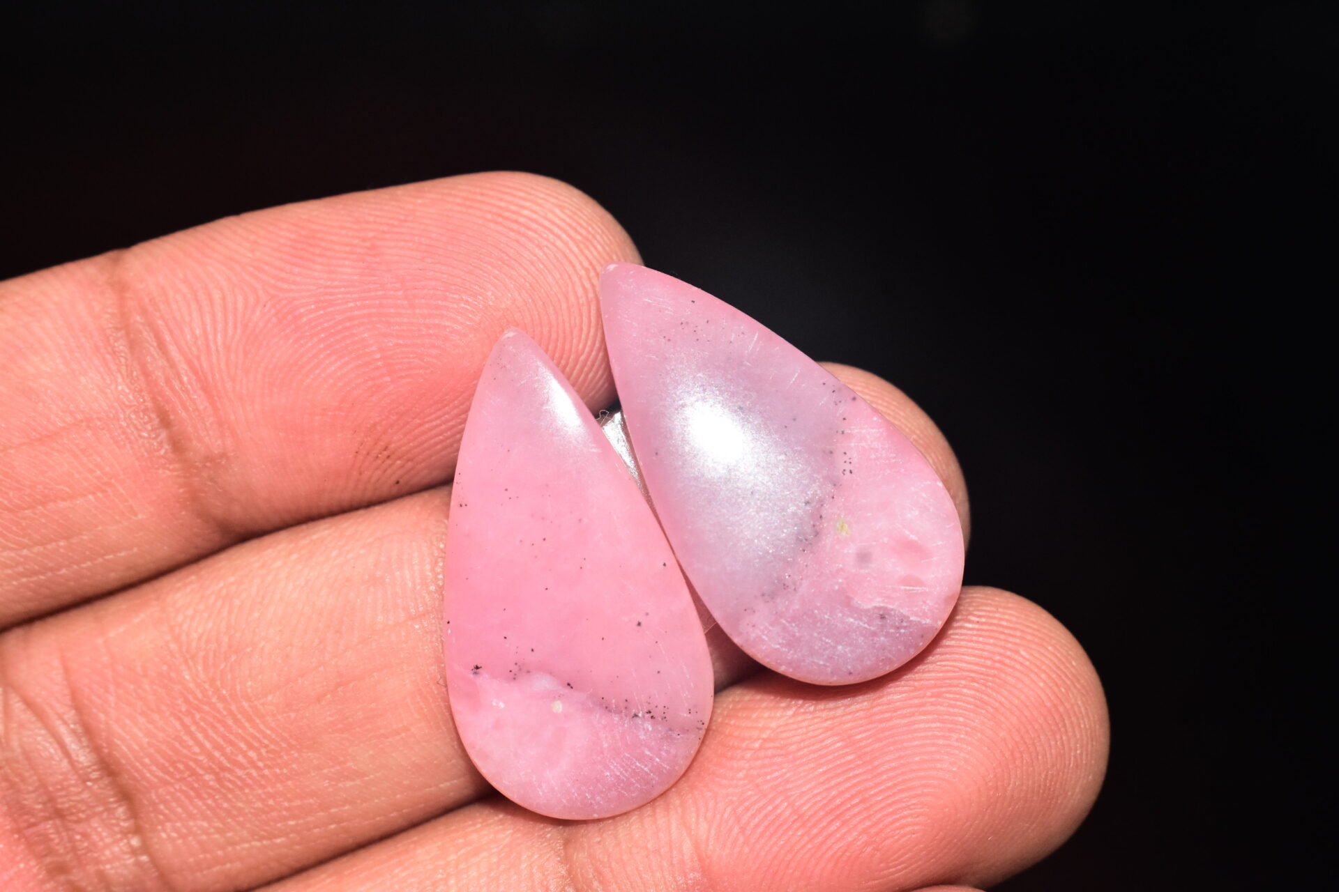 Pink Opal Pair Cabochon / Peruvian Pink Opal Pair Gemstone / Opal Pair / Pear Shape / 23.70 Ct. / 27x13x4 mm. / Loose Gemstone / Q-800 - Image 4