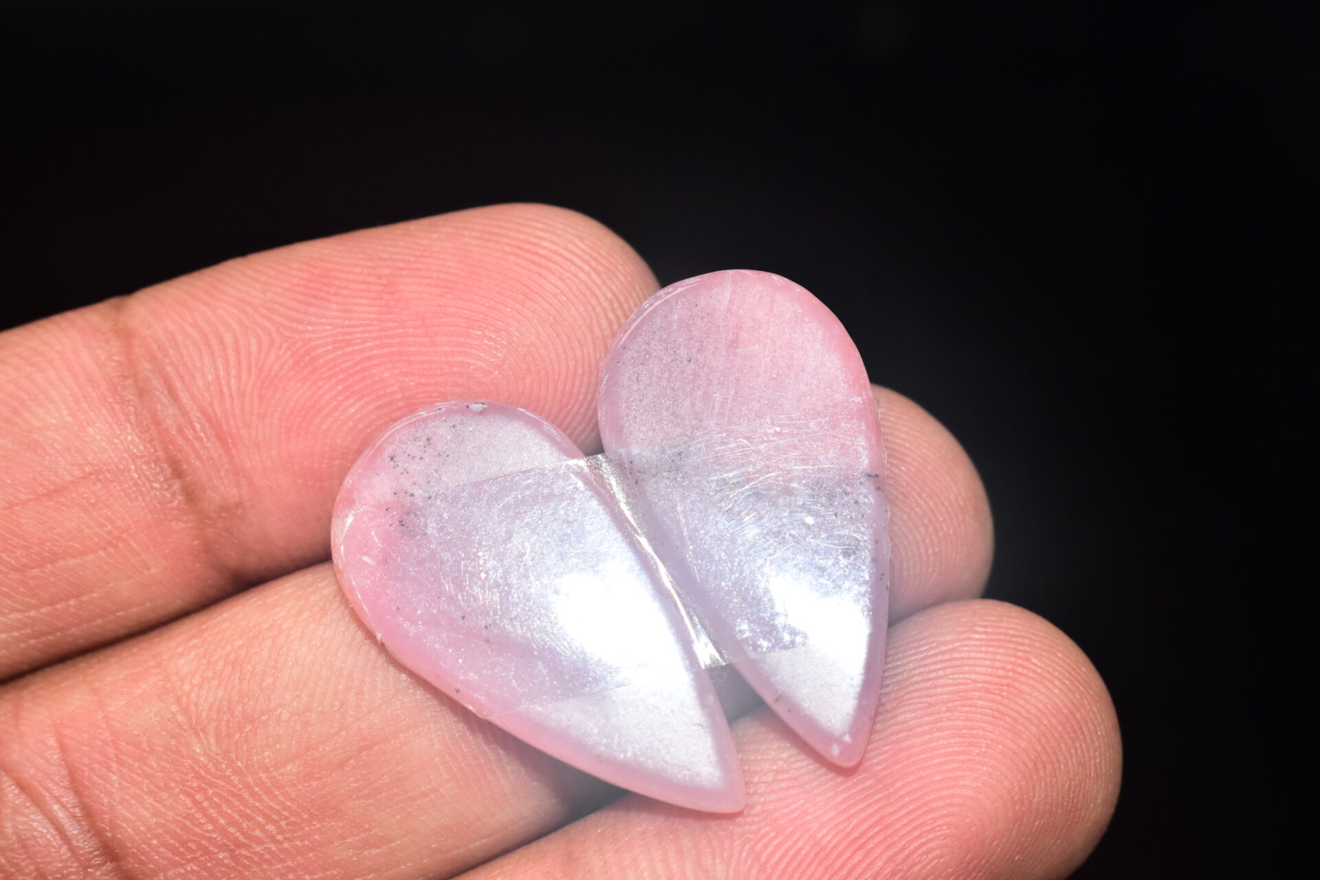 Pink Opal Pair Cabochon / Peruvian Pink Opal Pair Gemstone / Opal Pair / Pear Shape / 23.70 Ct. / 27x13x4 mm. / Loose Gemstone / Q-800 - Image 5