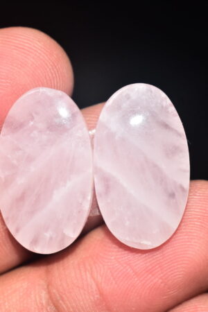 Rose Quartz Pair Cabochon / Pink Rose Quartz Pair Gemstone / High Quality / Oval Shape / 31.85 Ct. / 24x15x5 mm. / Loose Gemstone / Q-802