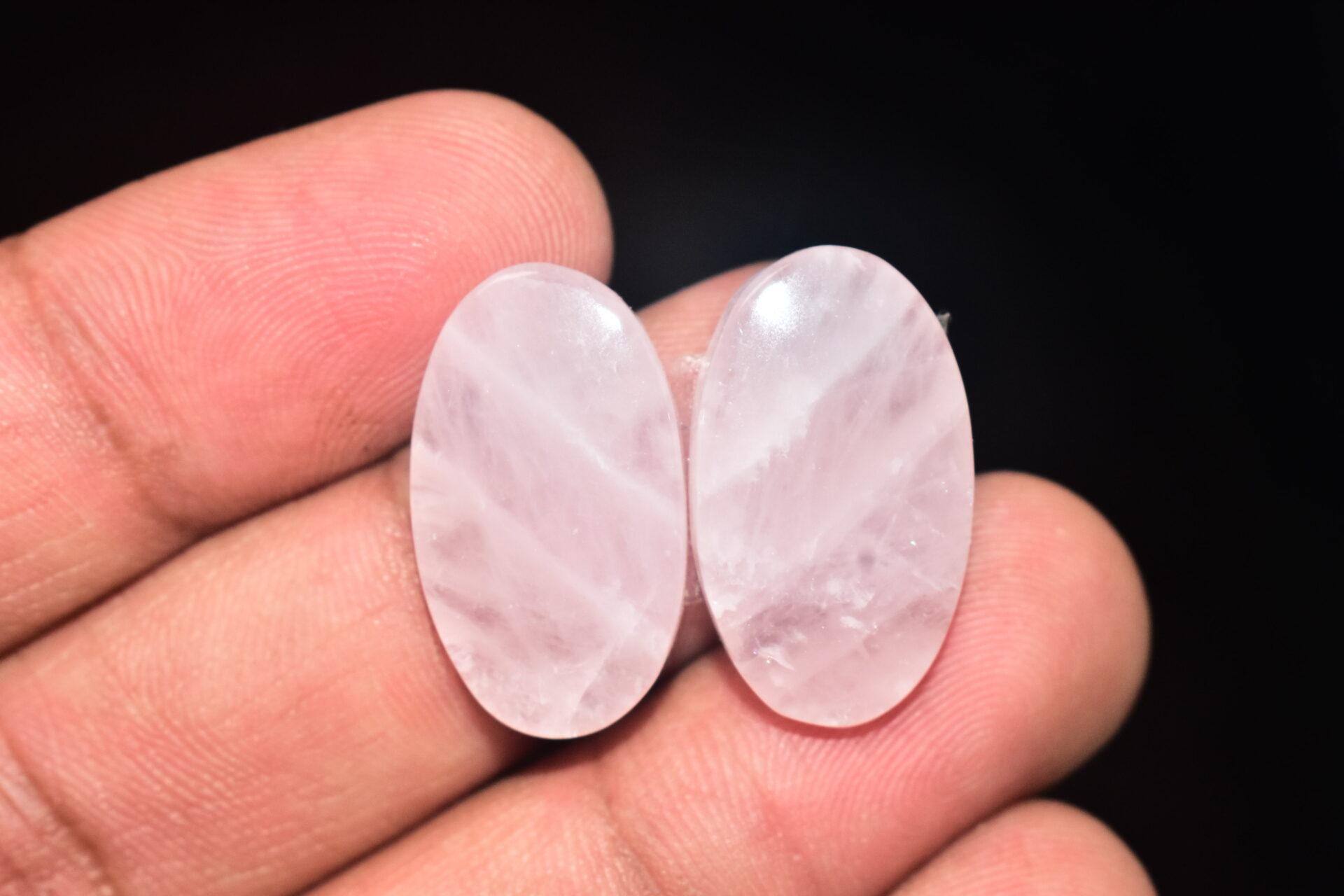 Rose Quartz Pair Cabochon / Pink Rose Quartz Pair Gemstone / High Quality / Oval Shape / 31.85 Ct. / 24x15x5 mm. / Loose Gemstone / Q-802 - Image 3