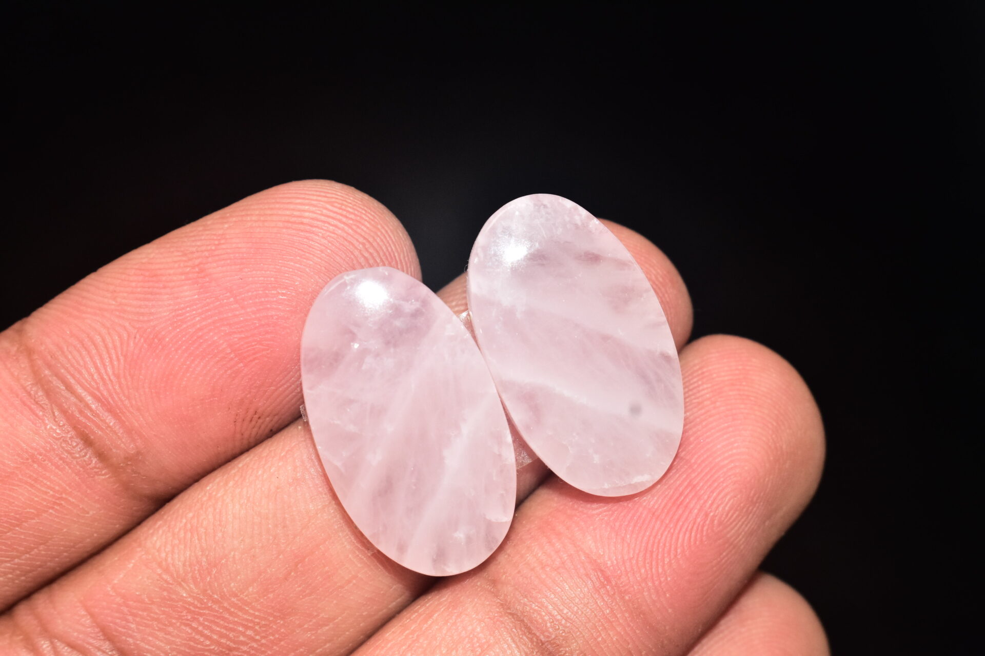 Rose Quartz Pair Cabochon / Pink Rose Quartz Pair Gemstone / High Quality / Oval Shape / 31.85 Ct. / 24x15x5 mm. / Loose Gemstone / Q-802 - Image 4