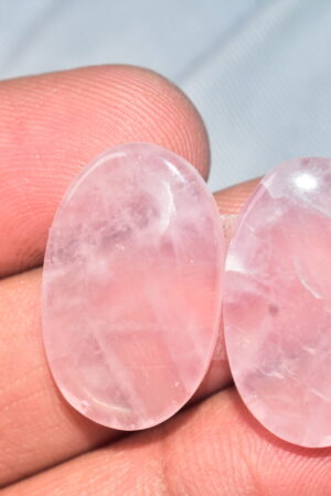 Rose Quartz Pair Cabochon / Pink Rose Quartz Pair Gemstone / High Quality / Oval Shape / 26.50 Ct. / 23x14x4 mm. / Loose Gemstone / Q-801