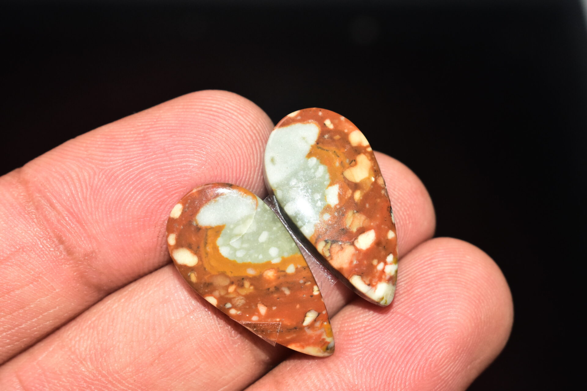 American Picture Jasper Pair Cabochon / Picture Jasper Pair Gemstone / Pear Shape / 21.35 Ct. / 24x12x4 mm. / Loose Gemstone / Q-736 - Image 4