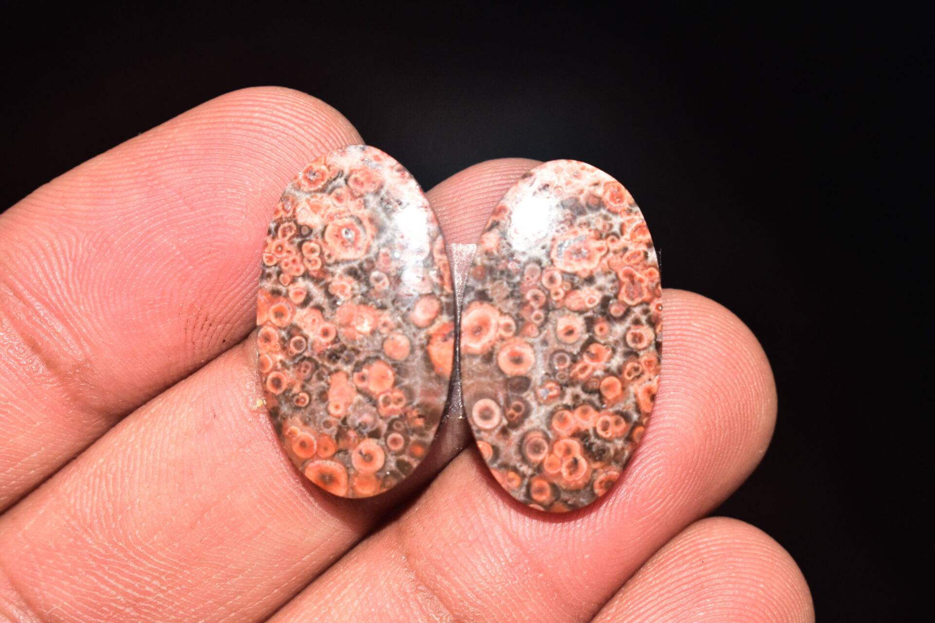 Poppy Jasper Pair Cabochon / Poppy Jasper Pair Gemstone / For Earrings / Oval Shape / 20.65 Ct. / 25x14x3 mm. Loose Gemstone / Q-769 - Image 2