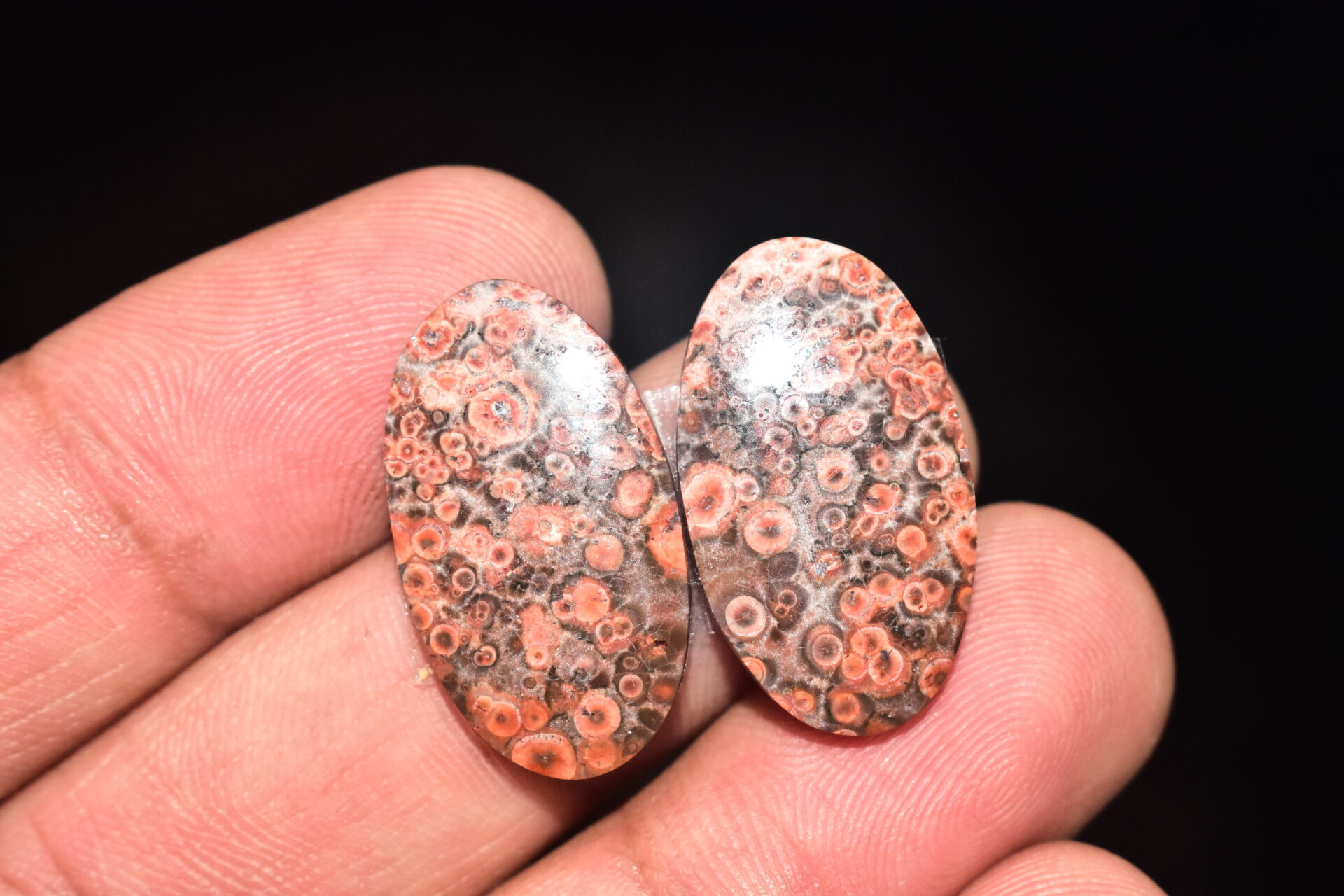 Poppy Jasper Pair Cabochon / Poppy Jasper Pair Gemstone / For Earrings / Oval Shape / 20.65 Ct. / 25x14x3 mm. Loose Gemstone / Q-769 - Image 4