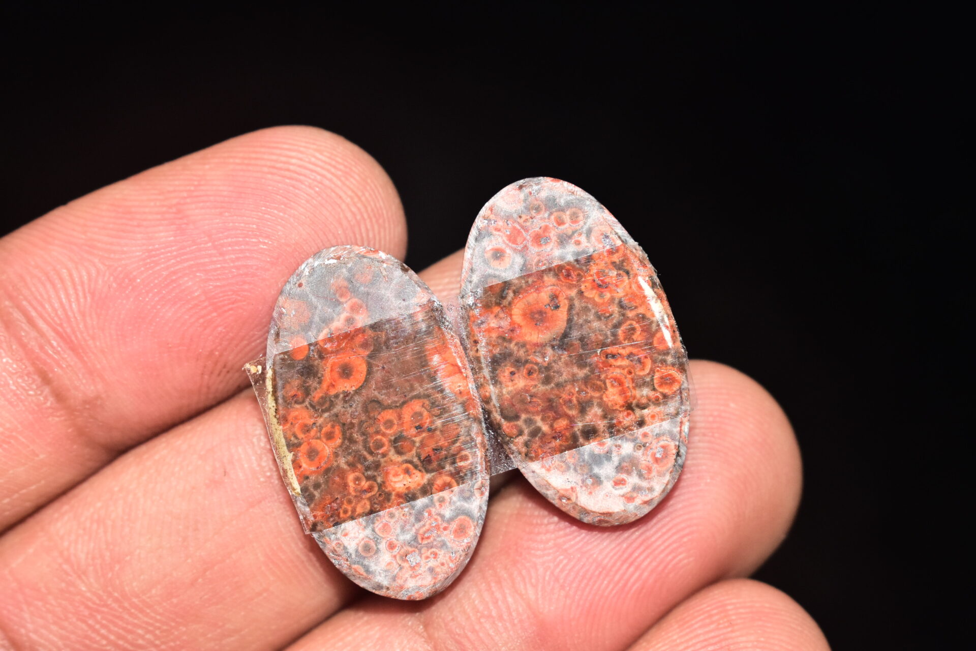 Poppy Jasper Pair Cabochon / Poppy Jasper Pair Gemstone / For Earrings / Oval Shape / 20.65 Ct. / 25x14x3 mm. Loose Gemstone / Q-769 - Image 5