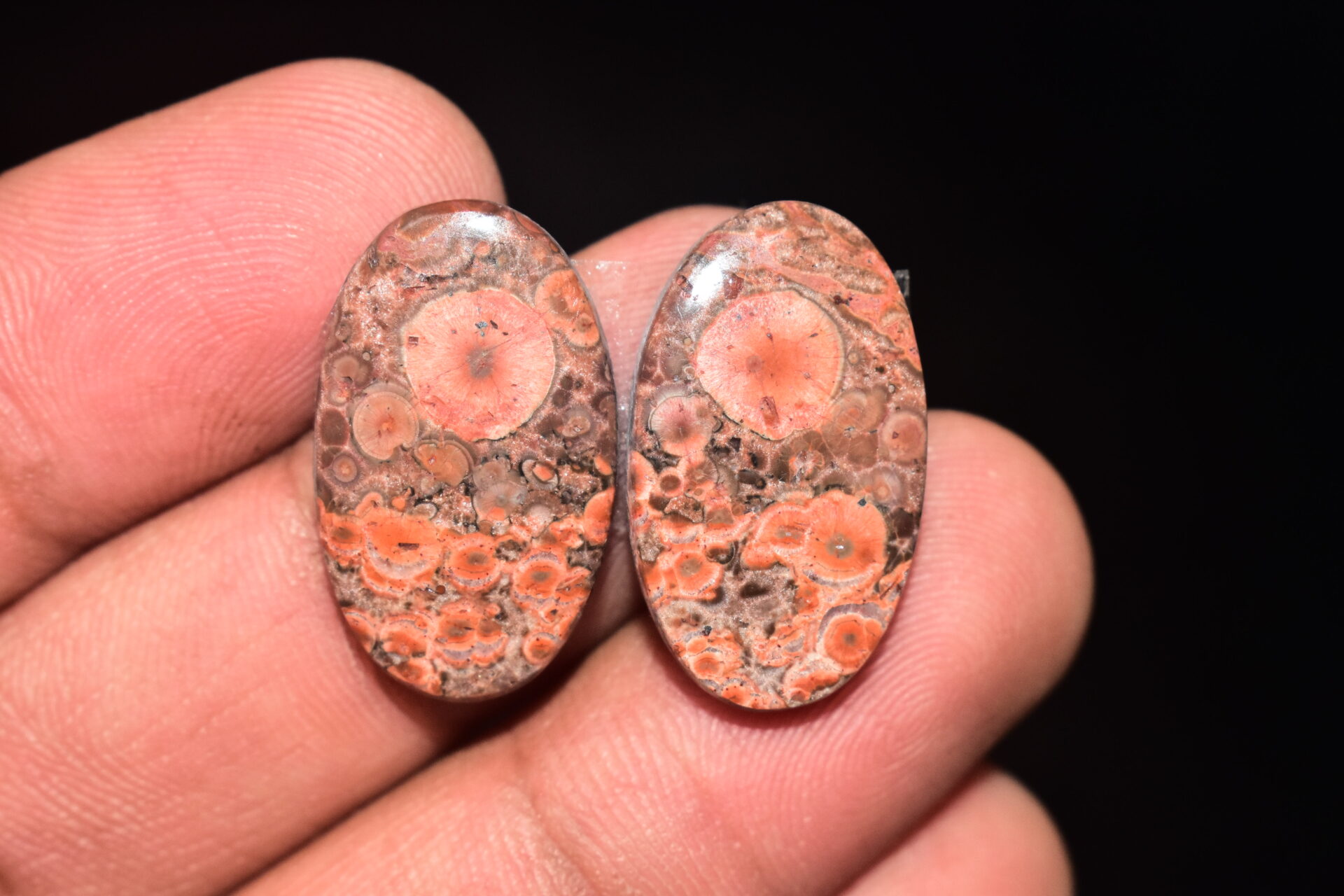 Poppy Jasper Pair Cabochon / Poppy Jasper Pair Gemstone / For Earrings / Oval Shape / 22.15 Ct. / 23x14x4 mm. Loose Gemstone / Q-771