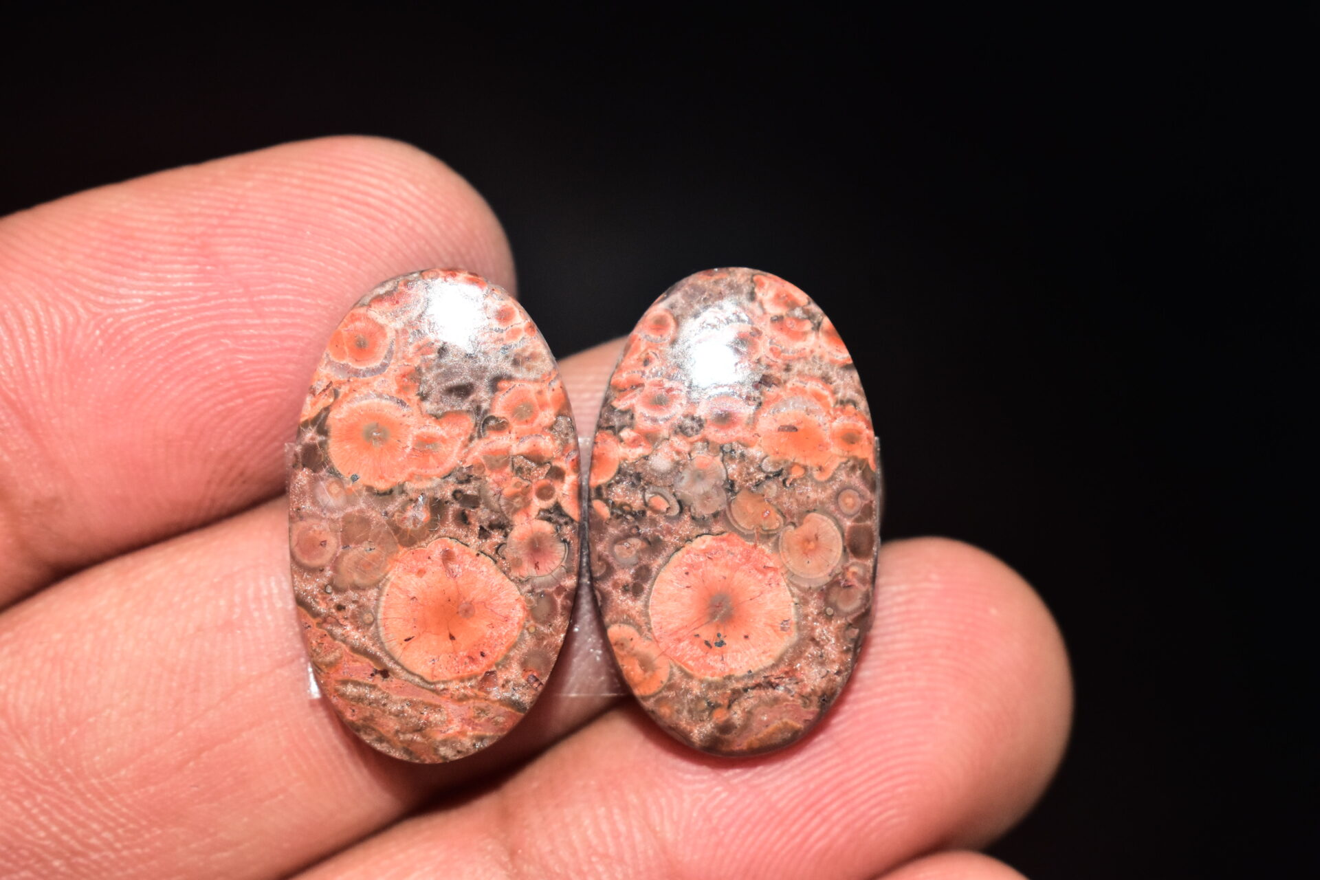 Poppy Jasper Pair Cabochon / Poppy Jasper Pair Gemstone / For Earrings / Oval Shape / 22.15 Ct. / 23x14x4 mm. Loose Gemstone / Q-771 - Image 3