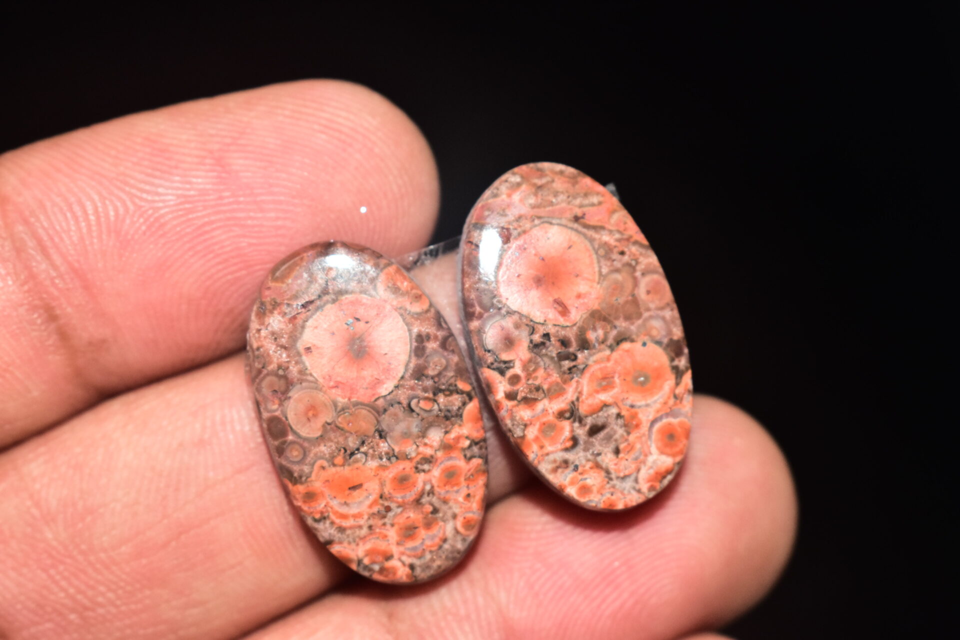 Poppy Jasper Pair Cabochon / Poppy Jasper Pair Gemstone / For Earrings / Oval Shape / 22.15 Ct. / 23x14x4 mm. Loose Gemstone / Q-771 - Image 4