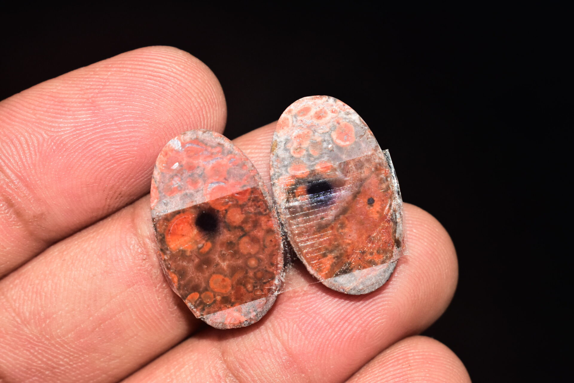 Poppy Jasper Pair Cabochon / Poppy Jasper Pair Gemstone / For Earrings / Oval Shape / 22.15 Ct. / 23x14x4 mm. Loose Gemstone / Q-771 - Image 5
