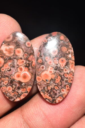 Poppy Jasper Pair Cabochon / Poppy Jasper Pair Gemstone / For Earrings / Oval Shape / 20.80 Ct. / 24x13x4 mm. Loose Gemstone / Q-776