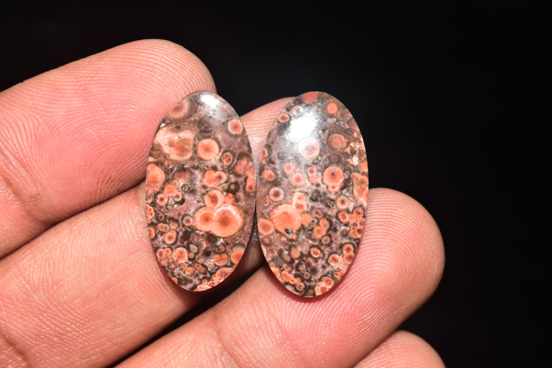 Poppy Jasper Pair Cabochon / Poppy Jasper Pair Gemstone / For Earrings / Oval Shape / 20.80 Ct. / 24x13x4 mm. Loose Gemstone / Q-776