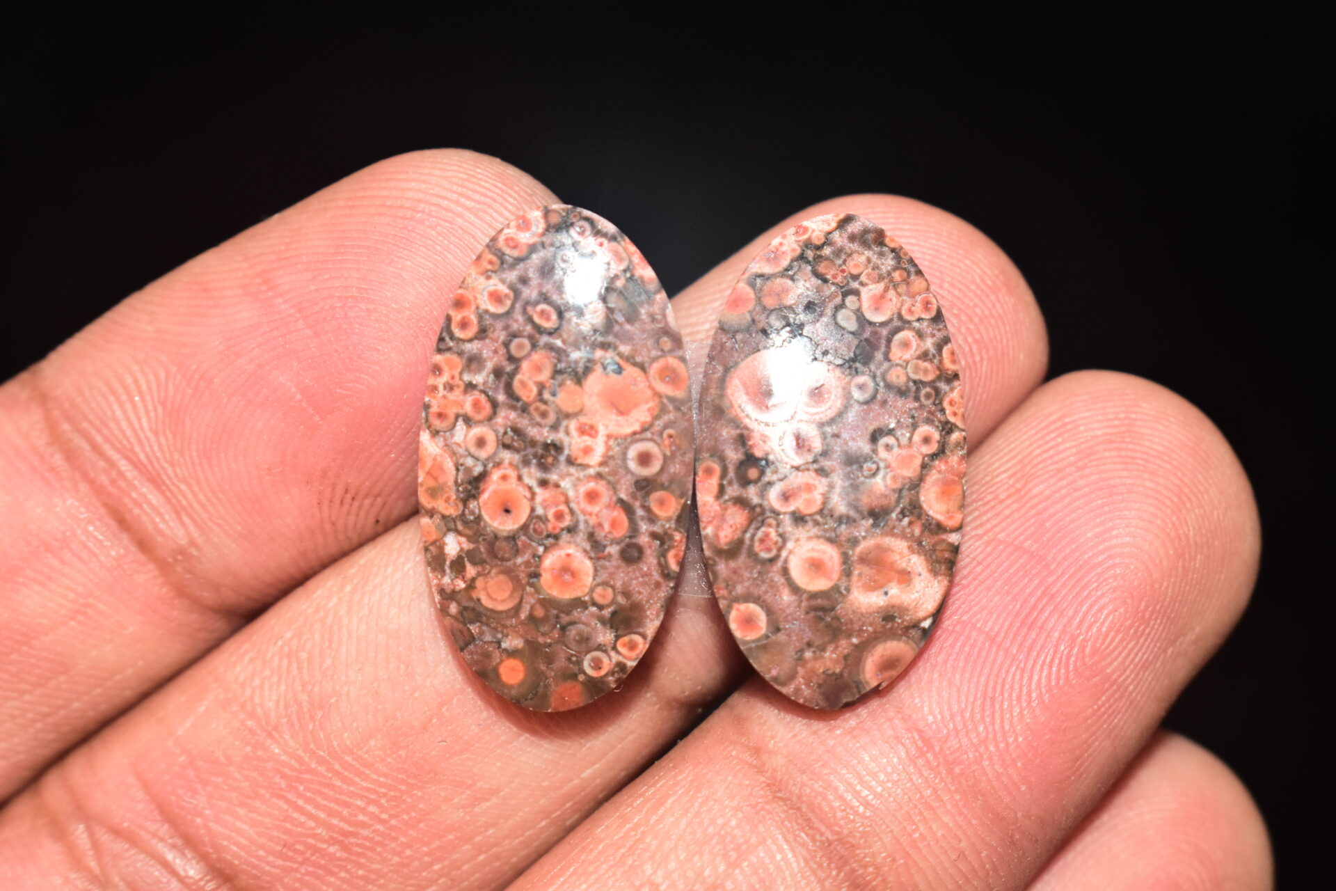Poppy Jasper Pair Cabochon / Poppy Jasper Pair Gemstone / For Earrings / Oval Shape / 20.80 Ct. / 24x13x4 mm. Loose Gemstone / Q-776 - Image 3