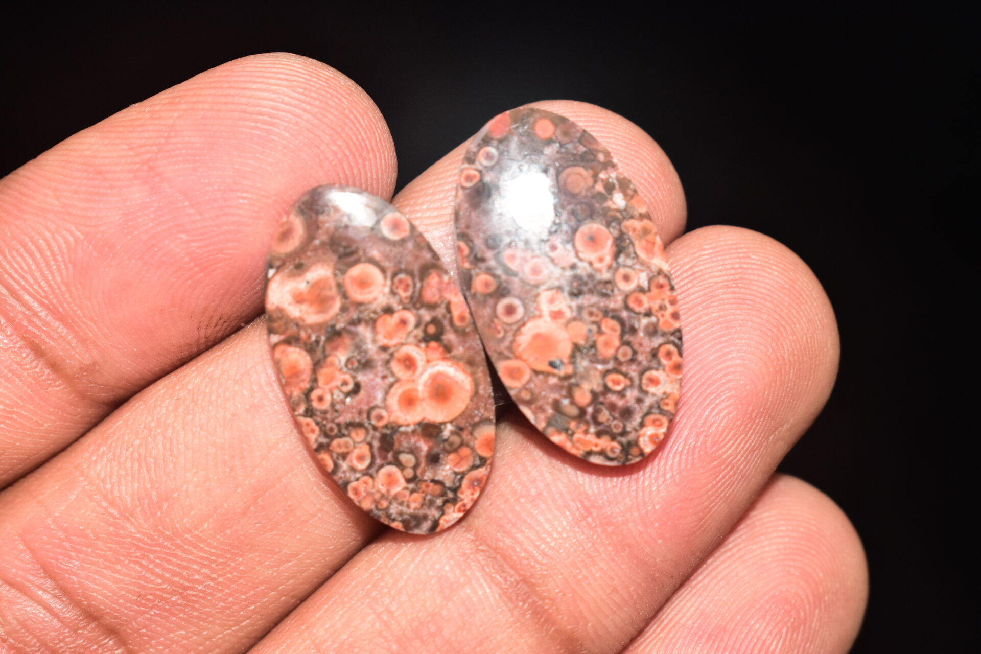 Poppy Jasper Pair Cabochon / Poppy Jasper Pair Gemstone / For Earrings / Oval Shape / 20.80 Ct. / 24x13x4 mm. Loose Gemstone / Q-776 - Image 4