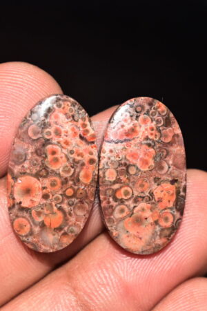 Poppy Jasper Pair Cabochon / Poppy Jasper Pair Gemstone / For Earrings / Oval Shape / 21.45 Ct. / 24x14x4 mm. Loose Gemstone / Q-778