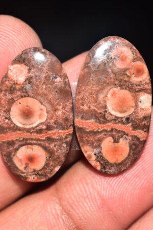 Poppy Jasper Pair Cabochon / Poppy Jasper Pair Gemstone / For Earrings / Oval Shape / 22.40 Ct. / 25x14x4 mm. Loose Gemstone / Q-746