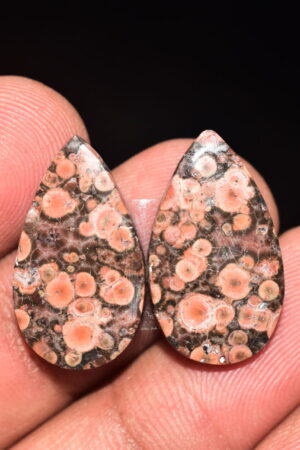 Poppy Jasper Pair Cabochon / Poppy Jasper Pair Gemstone / For Earrings / Pear Shape / 14.50 Ct. / 22x12x3 mm. Loose Gemstone / Q-782