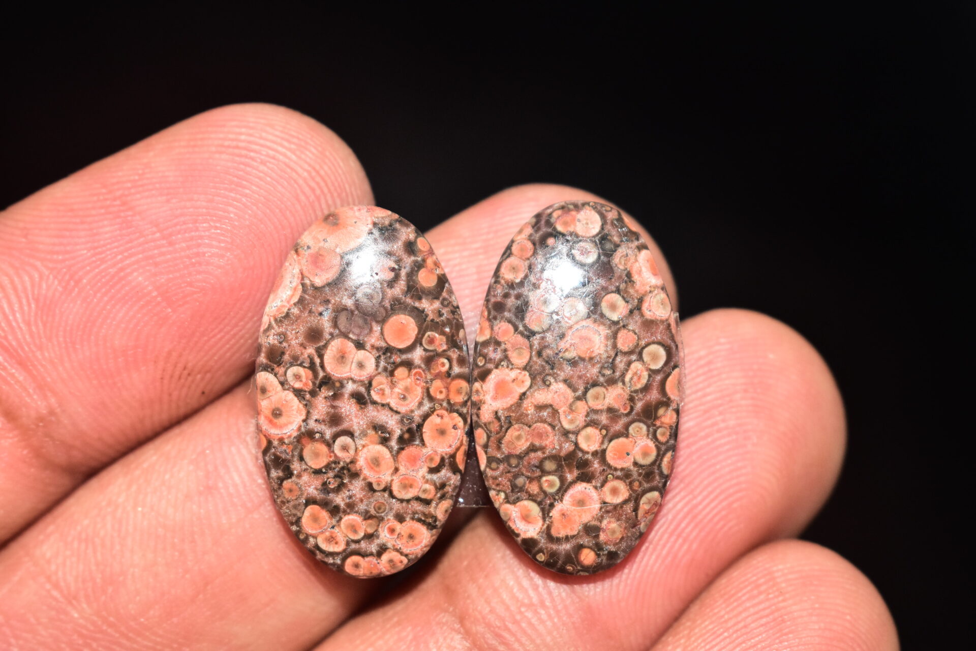 Poppy Jasper Pair Cabochon / Poppy Jasper Pair Gemstone / For Earrings / Oval Shape / 19.35 Ct. / 23x13x4 mm. Loose Gemstone / Q-754 - Image 3