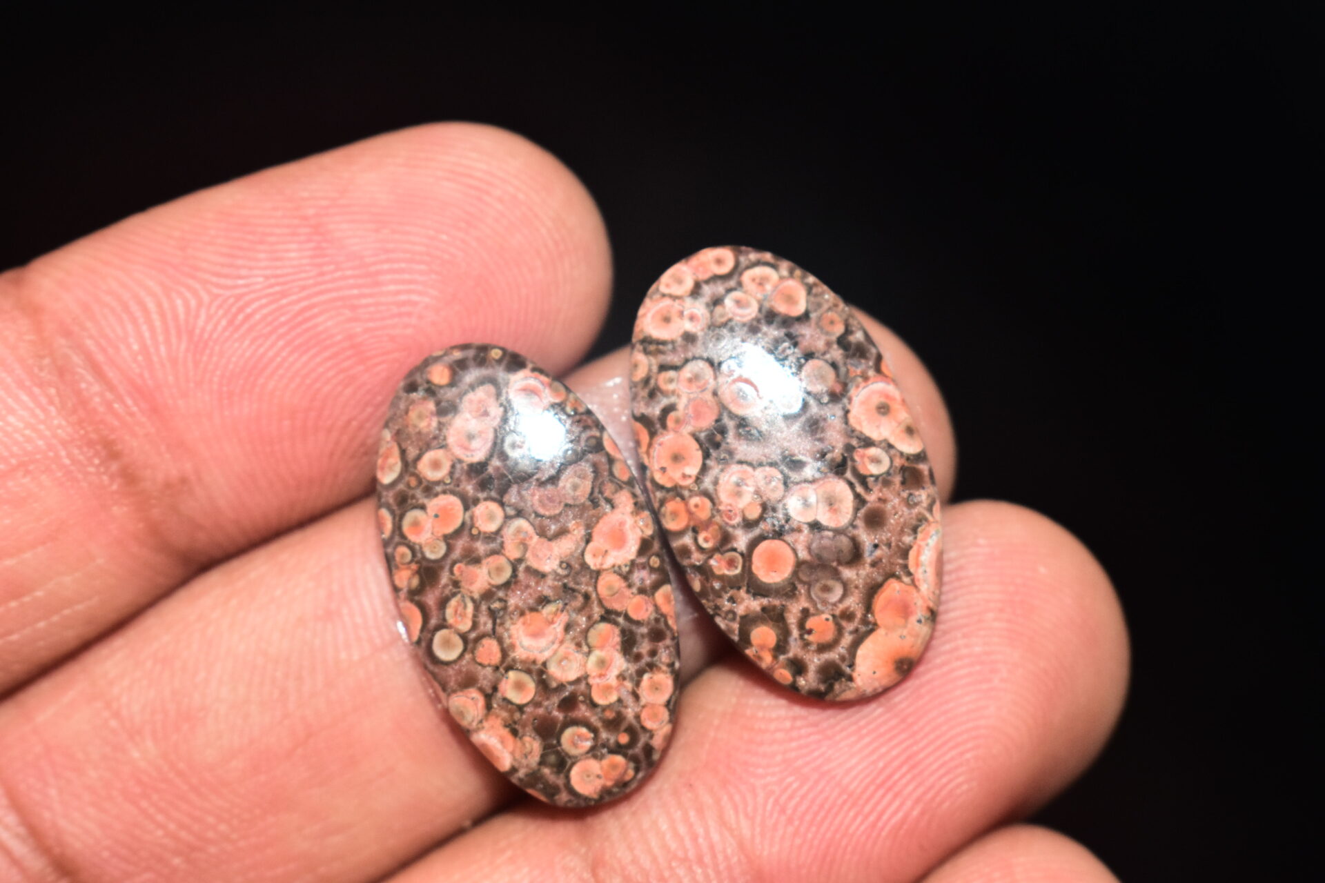 Poppy Jasper Pair Cabochon / Poppy Jasper Pair Gemstone / For Earrings / Oval Shape / 19.35 Ct. / 23x13x4 mm. Loose Gemstone / Q-754 - Image 4