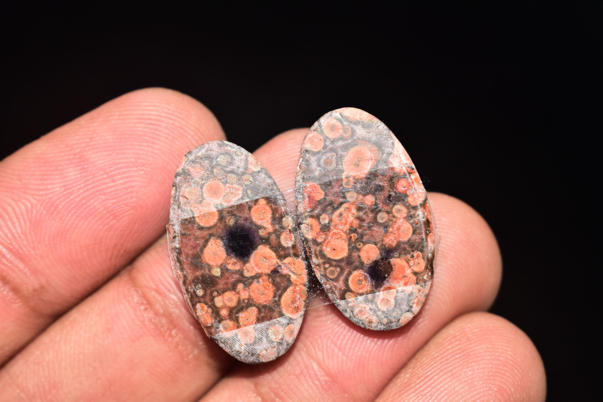 Poppy Jasper Pair Cabochon / Poppy Jasper Pair Gemstone / For Earrings / Oval Shape / 19.35 Ct. / 23x13x4 mm. Loose Gemstone / Q-754 - Image 5