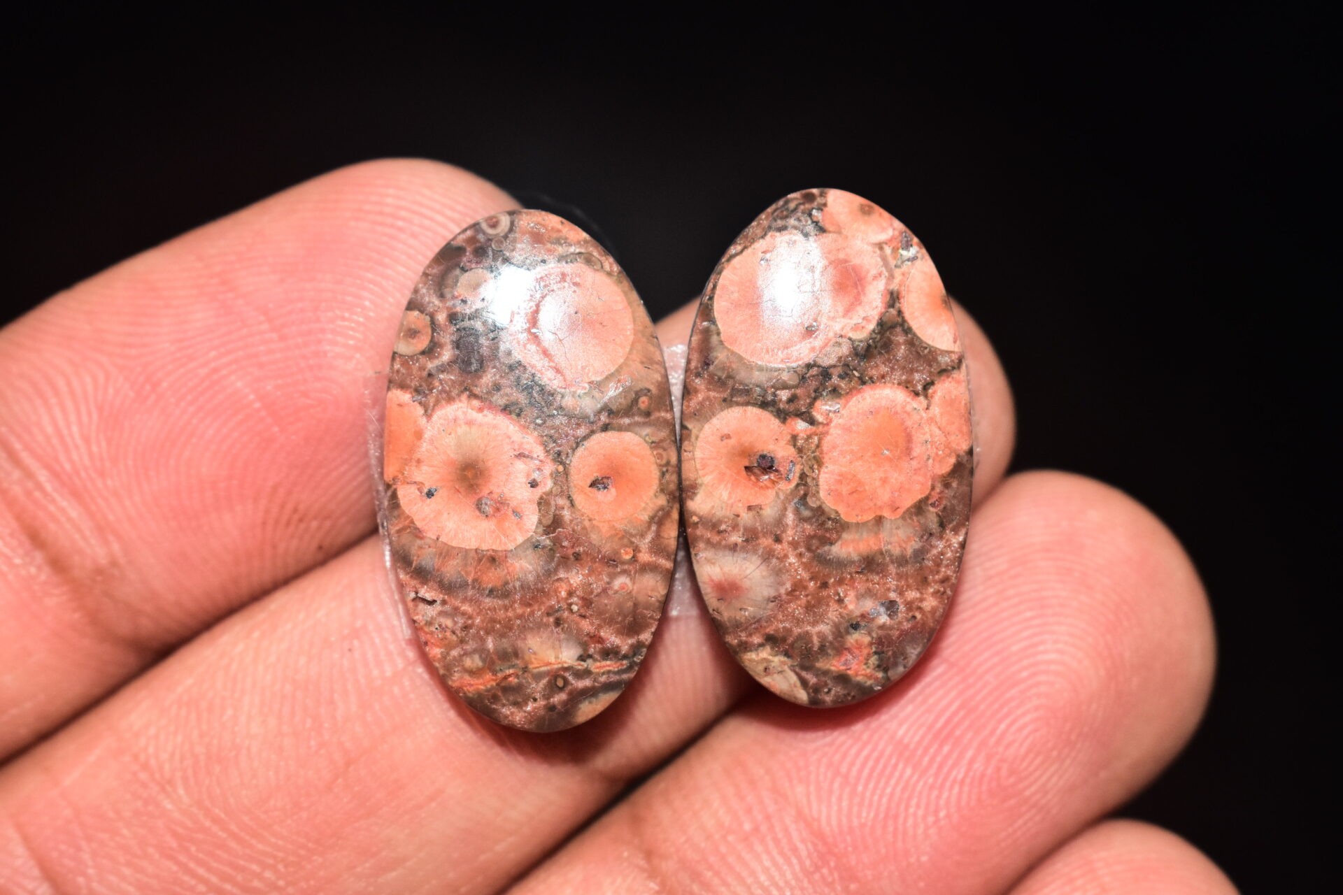 Poppy Jasper Pair Cabochon / Poppy Jasper Pair Gemstone / For Earrings / Oval Shape / 22.55 Ct. / 24x13x4 mm. Loose Gemstone / Q-755 - Image 3