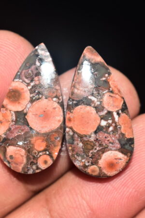 Poppy Jasper Pair Cabochon / Poppy Jasper Pair Gemstone / For Earrings / Pear Shape / 17.85 Ct. / 24x12x5 mm. Loose Gemstone / Q-772