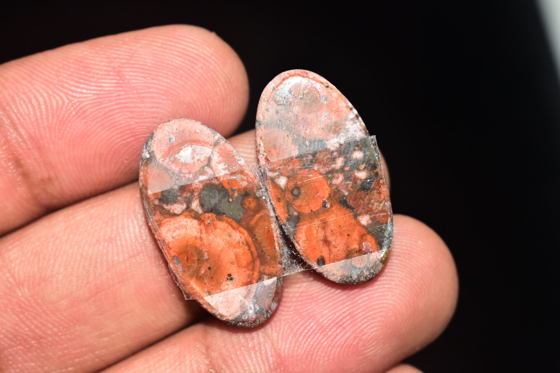 Poppy Jasper Pair Cabochon / Poppy Jasper Pair Gemstone / For Earrings / Oval Shape / 20.75 Ct. / 25x13x4 mm. Loose Gemstone / Q-748 - Image 5