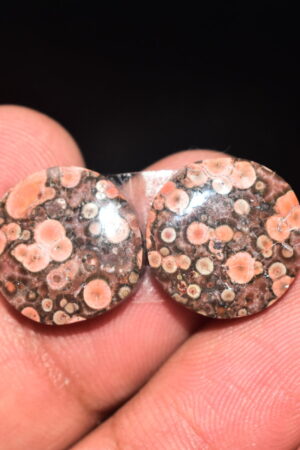 Poppy Jasper Pair Cabochon / Poppy Jasper Pair Gemstone / For Earrings / Round Shape / 15.05 Ct. / 15x4 mm. Loose Gemstone / Q-763