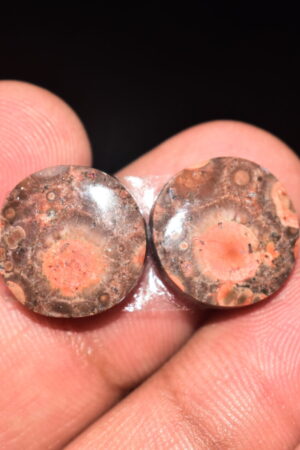 Poppy Jasper Pair Cabochon / Poppy Jasper Pair Gemstone / For Earrings / Round Shape / 13.05 Ct. / 14x4 mm. Loose Gemstone / Q-762