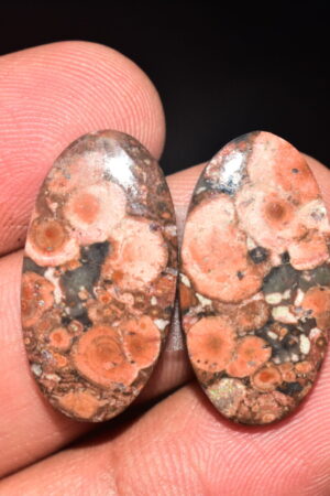 Poppy Jasper Pair Cabochon / Poppy Jasper Pair Gemstone / For Earrings / Oval Shape / 21.35 Ct. / 25x13x4 mm. Loose Gemstone / Q-757