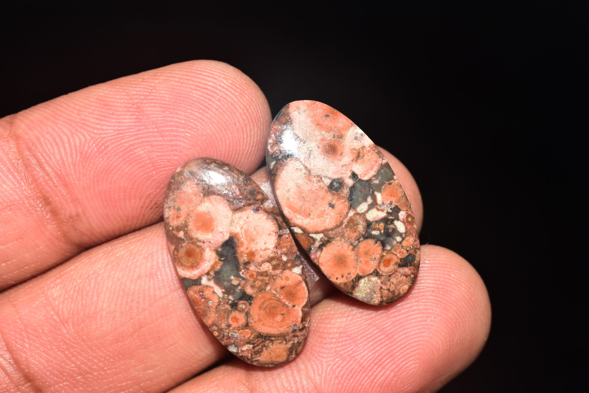 Poppy Jasper Pair Cabochon / Poppy Jasper Pair Gemstone / For Earrings / Oval Shape / 21.35 Ct. / 25x13x4 mm. Loose Gemstone / Q-757 - Image 4