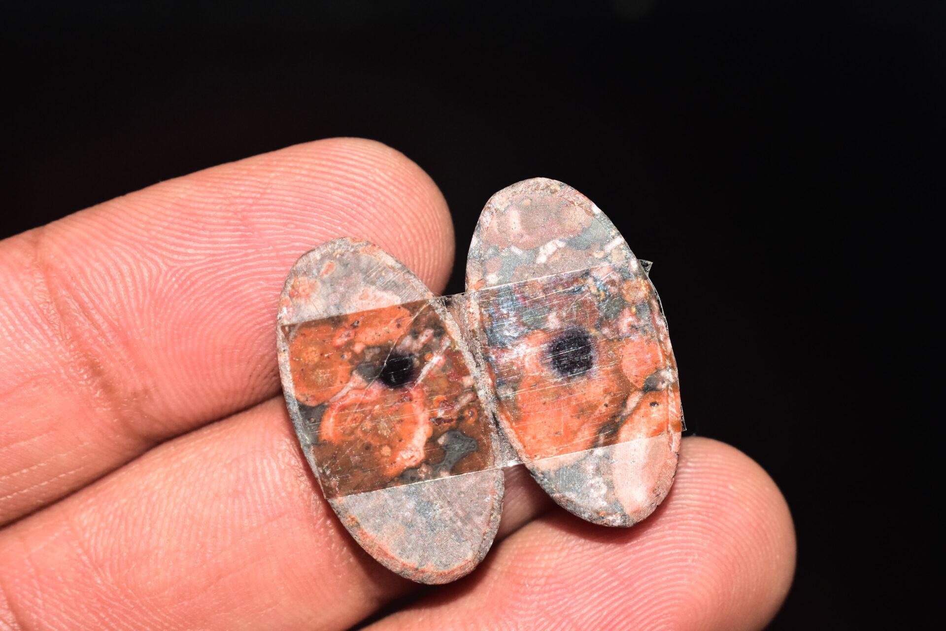 Poppy Jasper Pair Cabochon / Poppy Jasper Pair Gemstone / For Earrings / Oval Shape / 21.35 Ct. / 25x13x4 mm. Loose Gemstone / Q-757 - Image 5