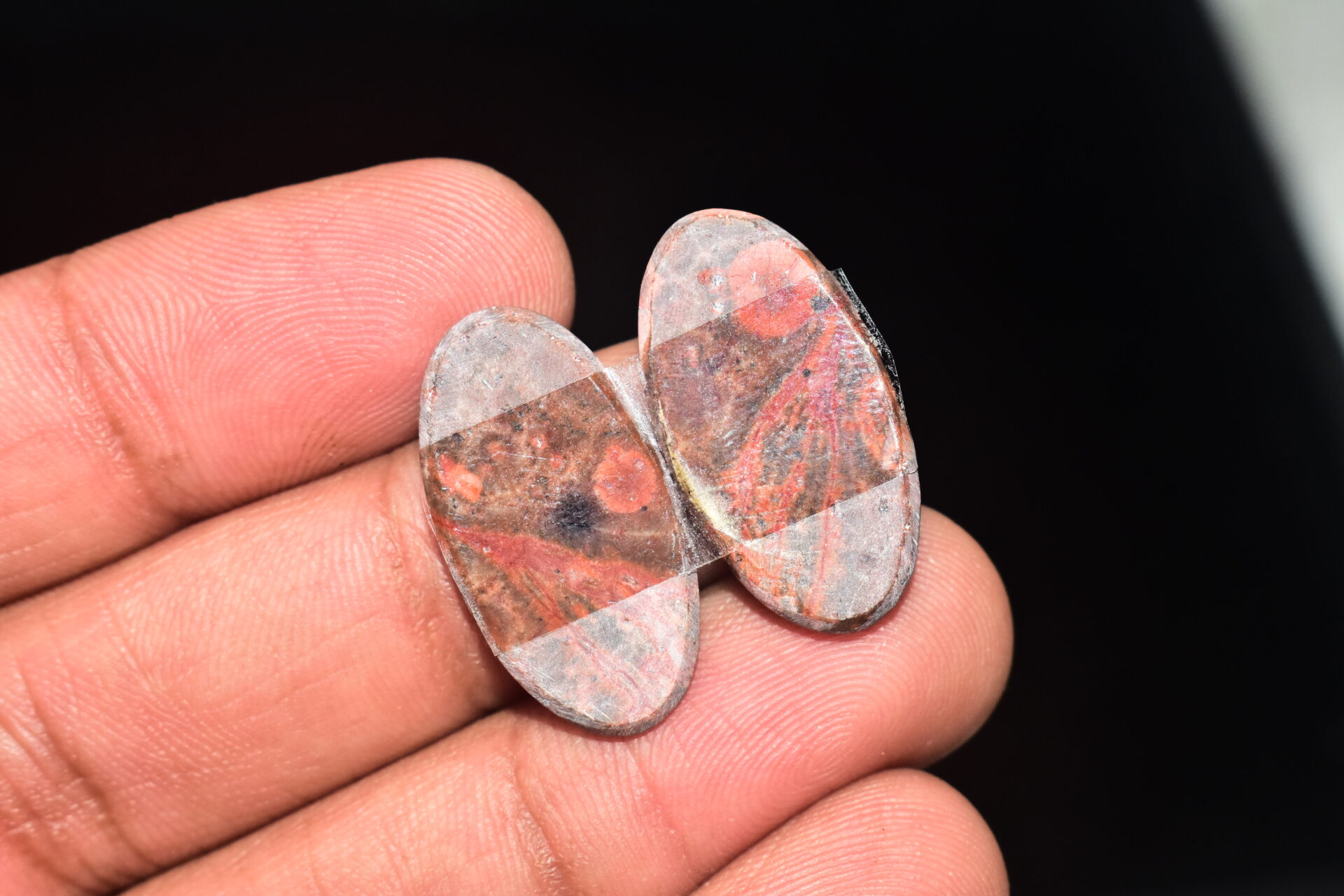 Poppy Jasper Pair Cabochon / Poppy Jasper Pair Gemstone / For Earrings / Oval Shape / 18.75 Ct. / 25x13x4 mm. Loose Gemstone / Q-764 - Image 5