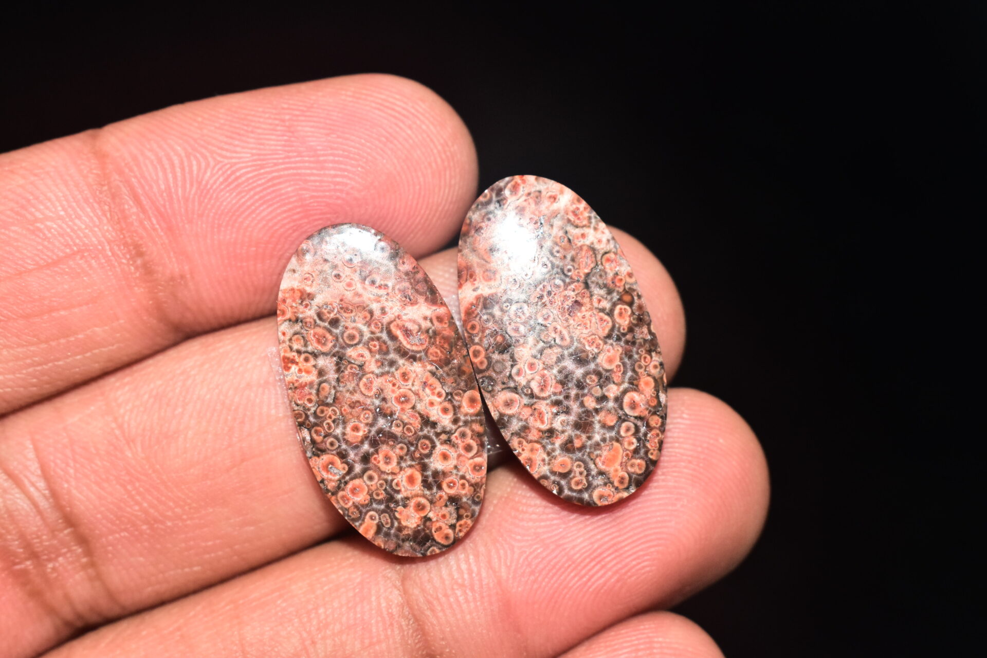 Poppy Jasper Pair Cabochon / Poppy Jasper Pair Gemstone / For Earrings / Oval Shape / 21.10 Ct. / 26x14x4 mm. Loose Gemstone / Q-761 - Image 3