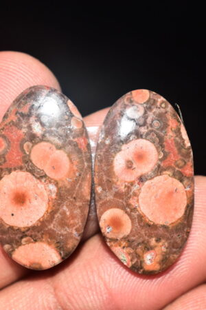 Poppy Jasper Pair Cabochon / Poppy Jasper Pair Gemstone / For Earrings / Oval Shape / 24.30 Ct. / 26x14x4 mm. Loose Gemstone / Q-773