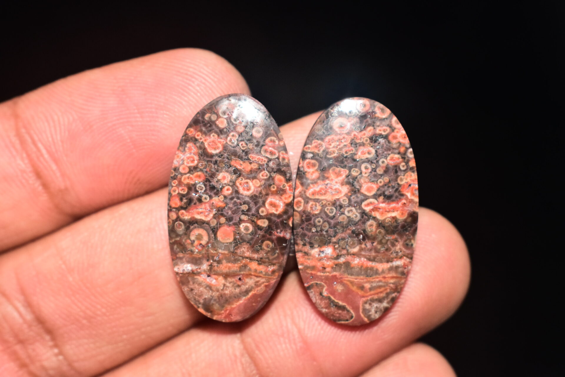 Poppy Jasper Pair Cabochon / Poppy Jasper Pair Gemstone / For Earrings / Oval Shape / 26.60 Ct. / 27x15x4 mm. Loose Gemstone / Q-783