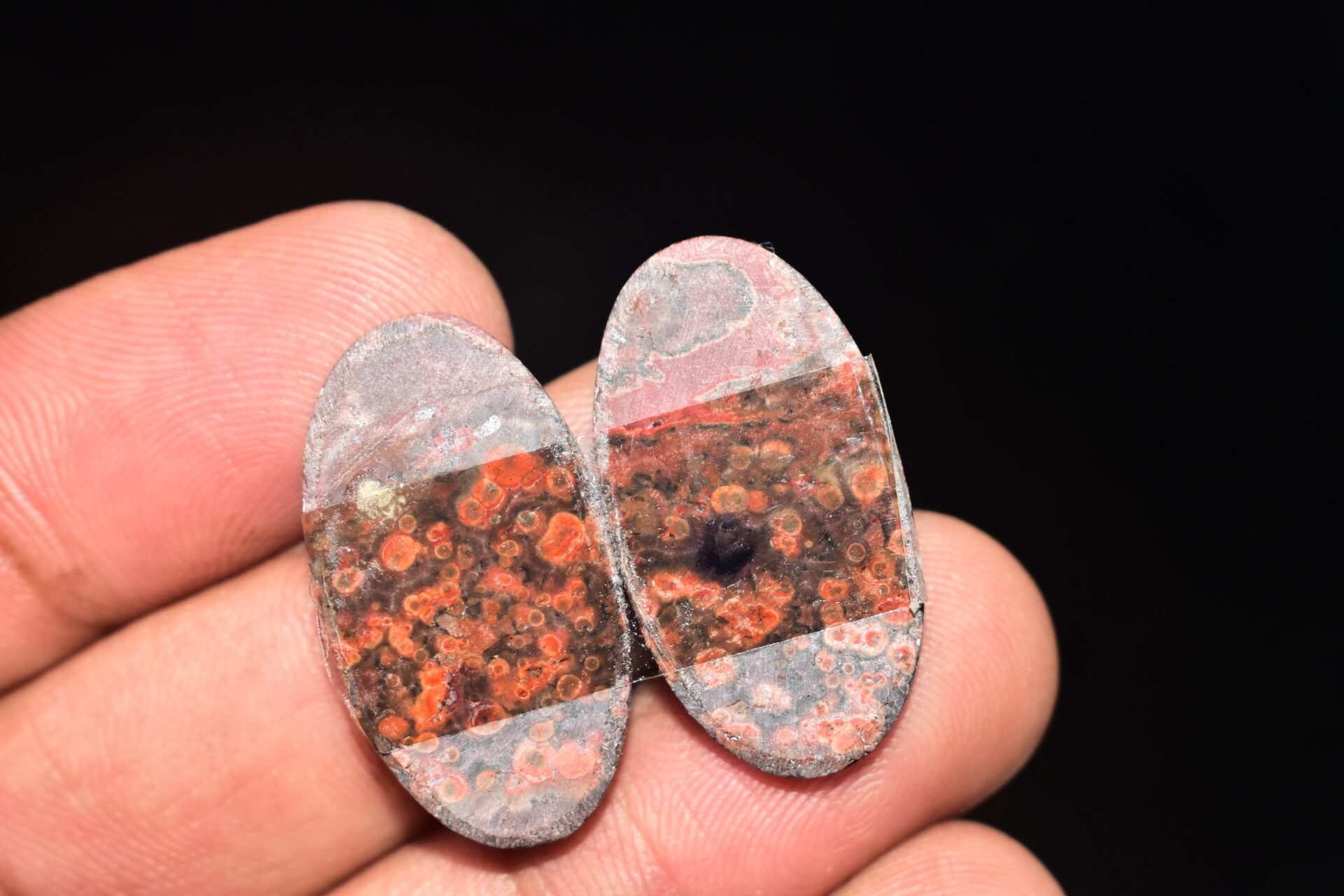 Poppy Jasper Pair Cabochon / Poppy Jasper Pair Gemstone / For Earrings / Oval Shape / 26.60 Ct. / 27x15x4 mm. Loose Gemstone / Q-783 - Image 5