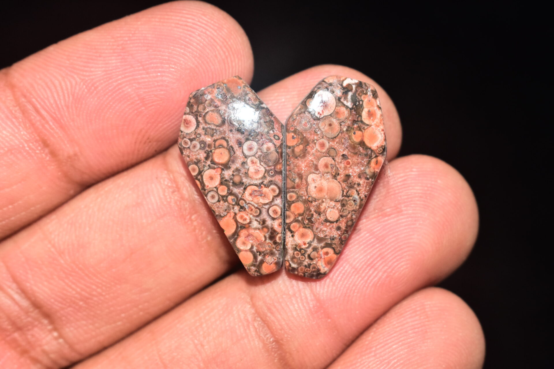Poppy Jasper Pair Cabochon / Poppy Jasper Pair Gemstone / For Earrings / Freeform Shape / 15.80 Ct. / 24x13x4 mm. Loose Gemstone / Q-770 - Image 2