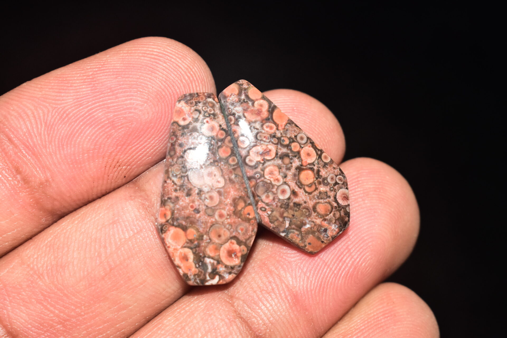 Poppy Jasper Pair Cabochon / Poppy Jasper Pair Gemstone / For Earrings / Freeform Shape / 15.80 Ct. / 24x13x4 mm. Loose Gemstone / Q-770 - Image 4