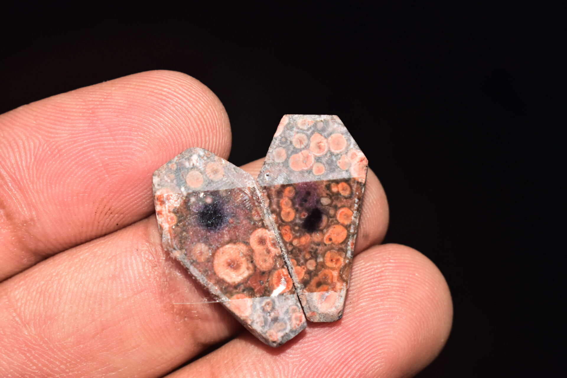 Poppy Jasper Pair Cabochon / Poppy Jasper Pair Gemstone / For Earrings / Freeform Shape / 15.80 Ct. / 24x13x4 mm. Loose Gemstone / Q-770 - Image 5