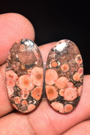 Poppy Jasper Pair Cabochon / Poppy Jasper Pair Gemstone / For Earrings / Oval Shape / 19.95 Ct. / 25x13x4 mm. Loose Gemstone / Q-750