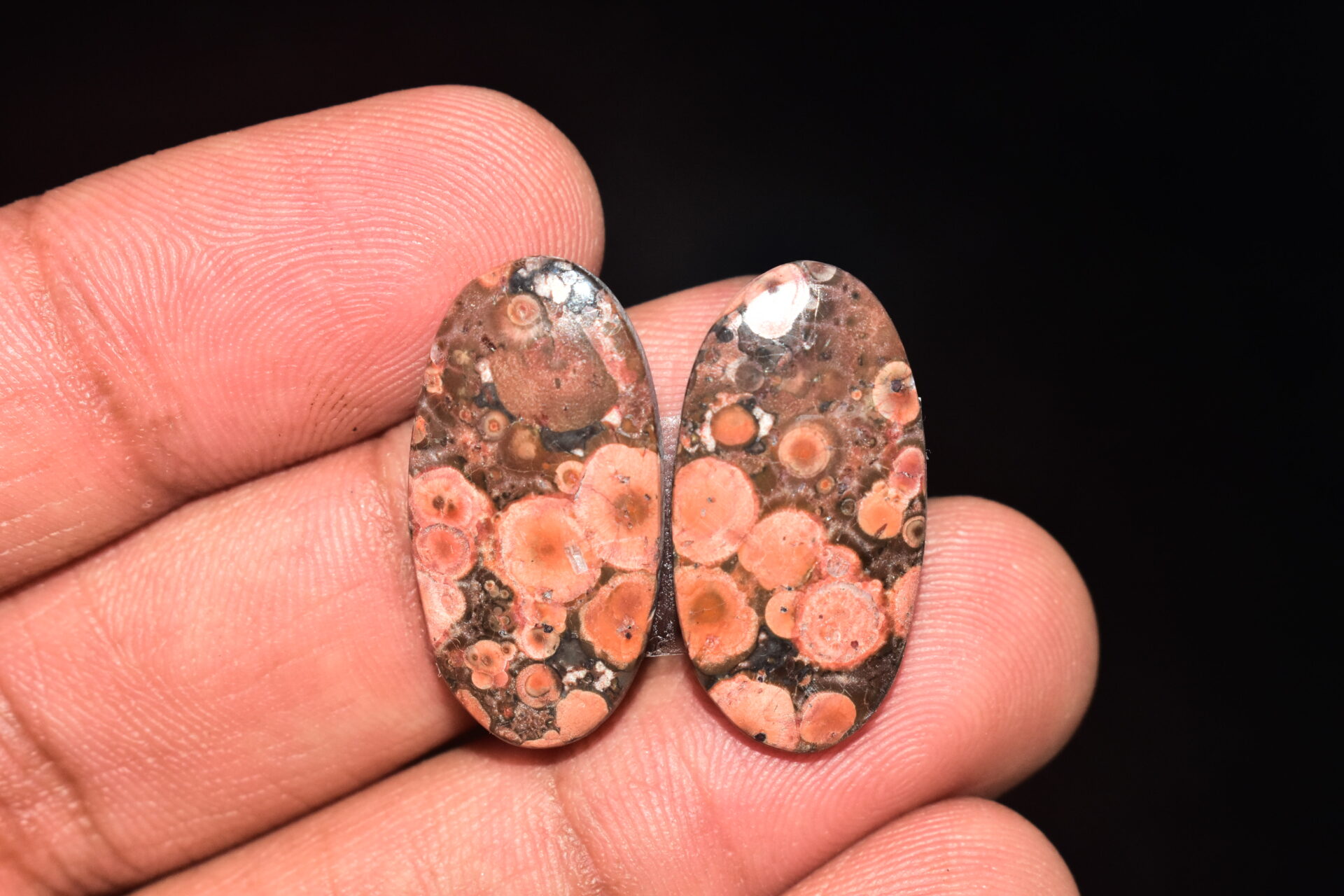 Poppy Jasper Pair Cabochon / Poppy Jasper Pair Gemstone / For Earrings / Oval Shape / 19.95 Ct. / 25x13x4 mm. Loose Gemstone / Q-750