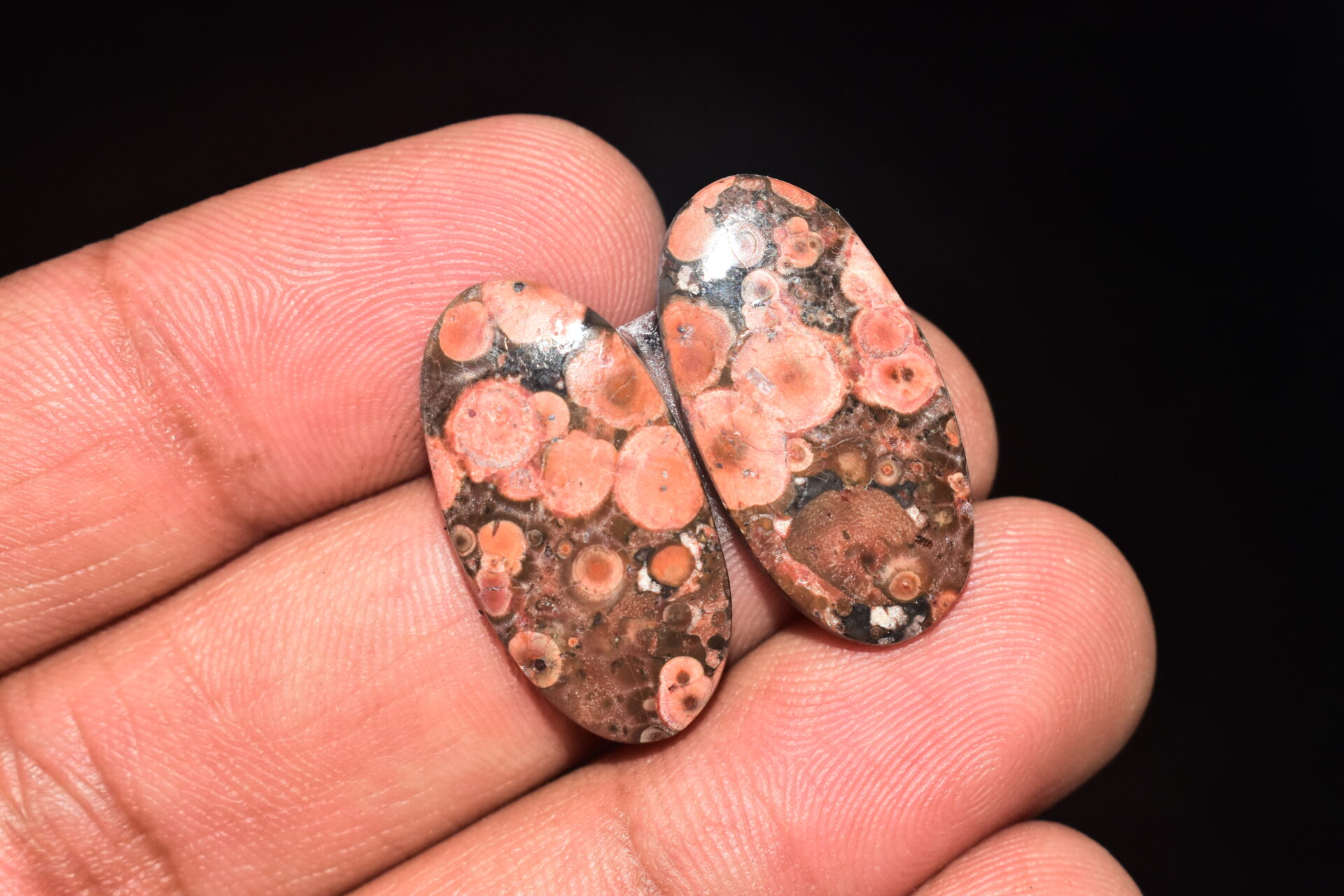 Poppy Jasper Pair Cabochon / Poppy Jasper Pair Gemstone / For Earrings / Oval Shape / 19.95 Ct. / 25x13x4 mm. Loose Gemstone / Q-750 - Image 4